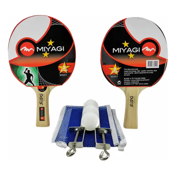 Kit Ping Pong Tenis Mesa Miyagi Set Raquetas Pelotas Malla