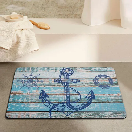 Nutksea Tapete Baño Anclaje Nautico Retro Lavable Para 32 X