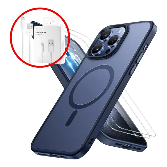 Capa Fosca Magnética Premium Para iPhone 15 Pro/ Max + Usb-c