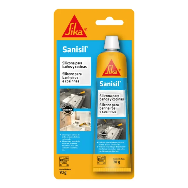 Sika Sanisil Silicona Antihongos  Baños Y Cocinas Blanco 70g