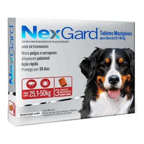 Antipulgas E Carrapatos Nexgard 25 A 50 Kg 3 Comprimidos