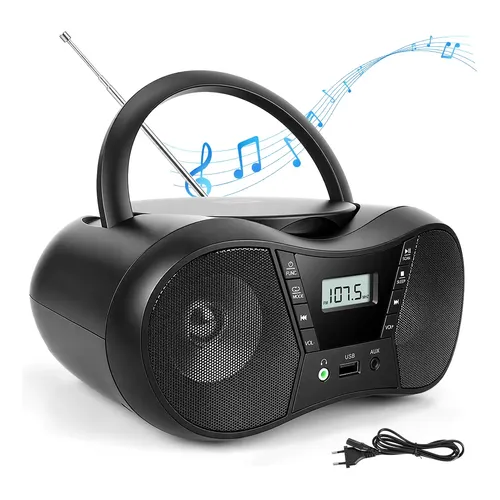 Leitor de CD portátil Philips AZ797T, cassetes Bluetooth, poderoso