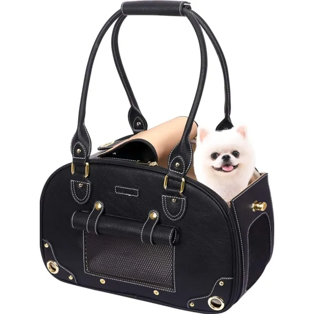 Bolso Deluxe Elegante Para Mascotas Cuero Alta Calidad / M
