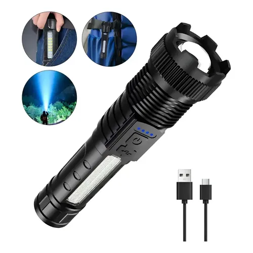 Lanterna Tática Recarregável LUMIZAR com Zoom de 150000 Lúmens e