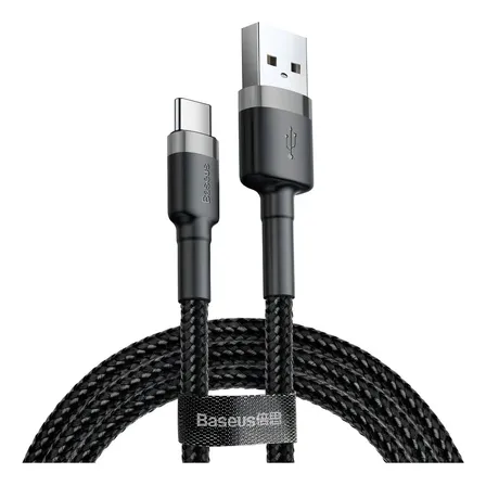 Cabo Rápido Baseus Usb Para Tipo-c Cafule Nylon 2a 2 Metros Preto