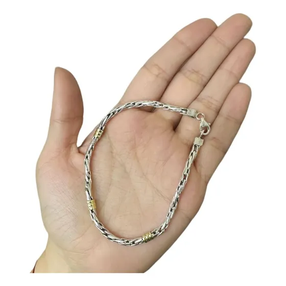 Pulsera Plata Oro Hombre Espiga Cerrado Regalo