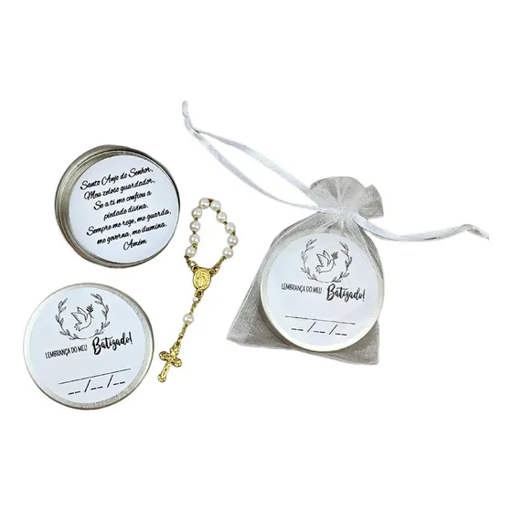 Kit 15 Lembrancinha Tercinho Batizado Com Organza
