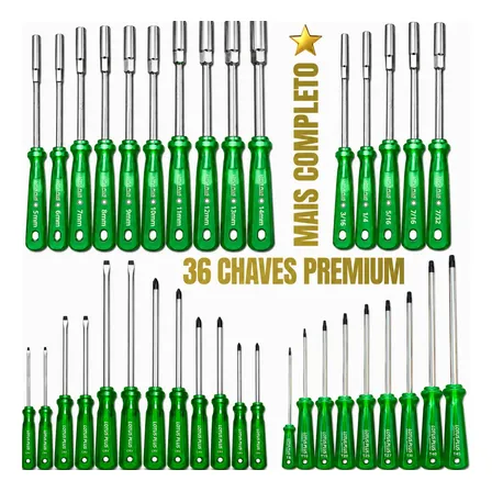 Kit Chaves Fenda Phillips Canhão Torx 36 Peças Premium
