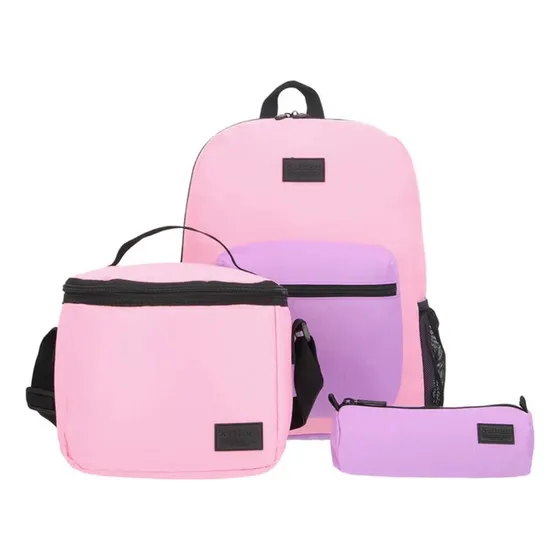 Triple Pack Mochila Urbana + Lonchera + Estuche Violeta