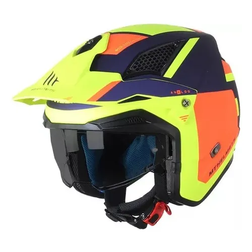 Casco Moto Abierto Mt District Analog D27 Amarillo Brillo 