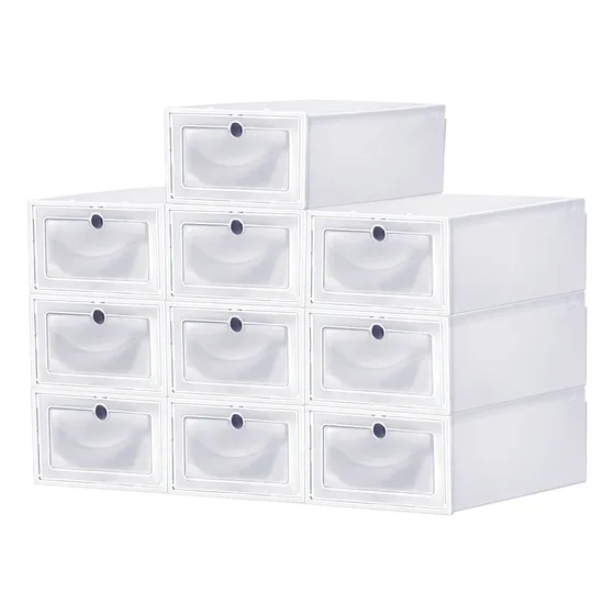 Pack 10 Zapateras Organizador De Zapatos Caja Apilables Color Blanco Blanco