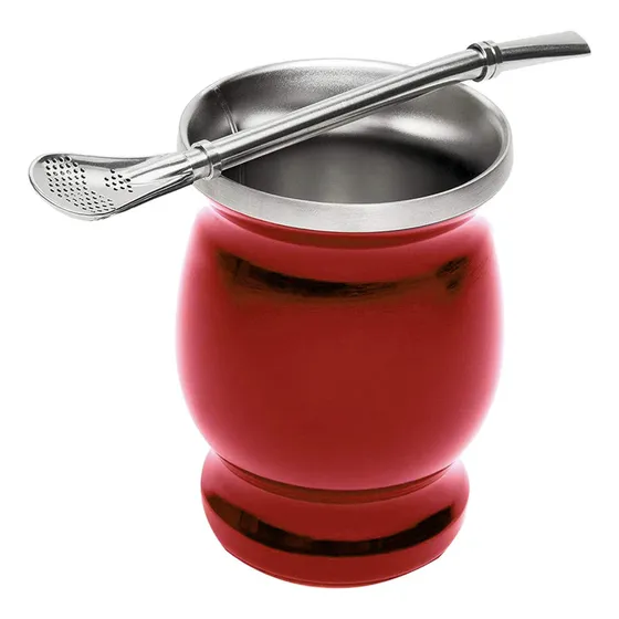 Cf- Taza Mate De Acero Inoxidable Con Paja, Taza De Té De