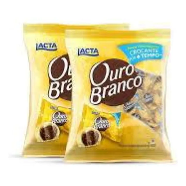 Kit 2 Pct Bombom Ouro Branco Lacta Embalagem 1kg Saborear