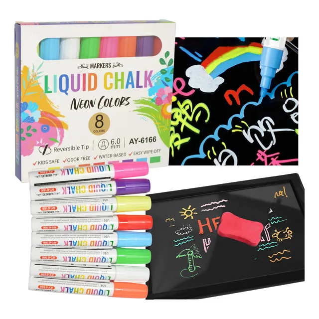 Marcadores Tiza Liquida X8uds Colores Neón Dibujo Arte 