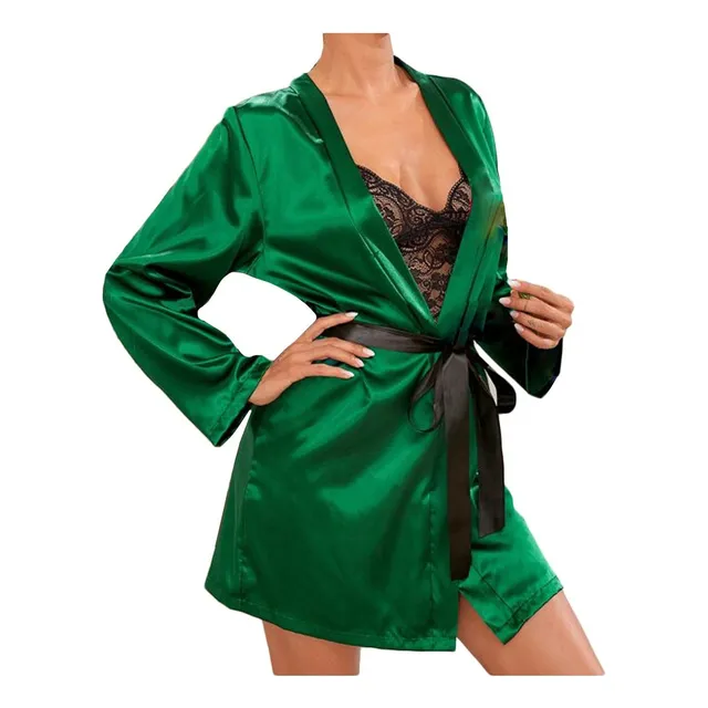 . 3 Piezas De Pijama De Satén Para Mujer, Camisola, Bata