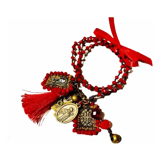 Pulsera De Escapularios De Cristal A Mano En  Existencia 