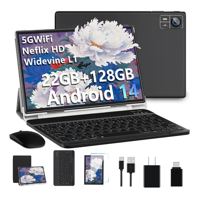 Tablet 22gb+128gb Rom Android 14 Wifi 5g Con Funda Mouse