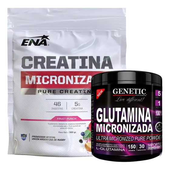 Fuerza Energia Creatina 100% + Glutamina Micronizada Genetic