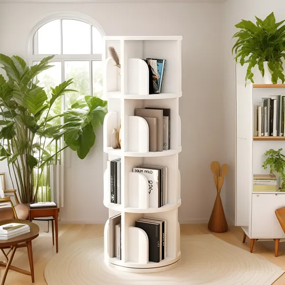 Biblioteca Giratoria 360 Melamina 4 Pisos Blanco