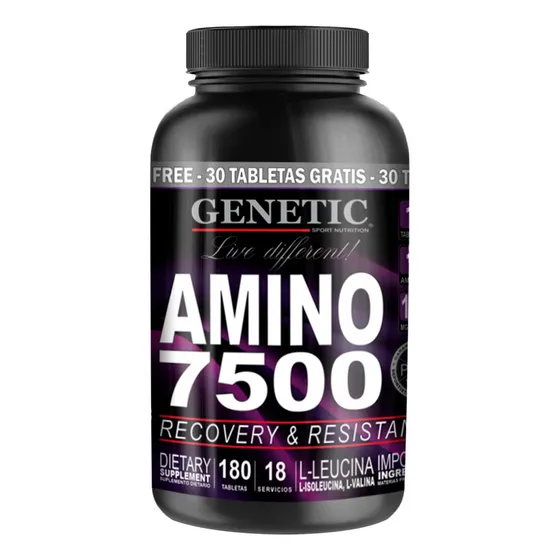 1 Crecimiento Muscular Definido Aminos 7500 180 Tab Genetic Sabor Neutro