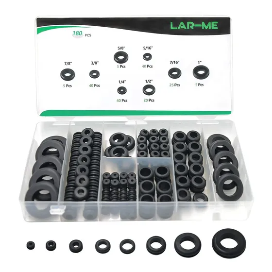 Lar-me Kit Surtido 180 Ojal Goma 8 Tamaño Para Cableado 1 4 