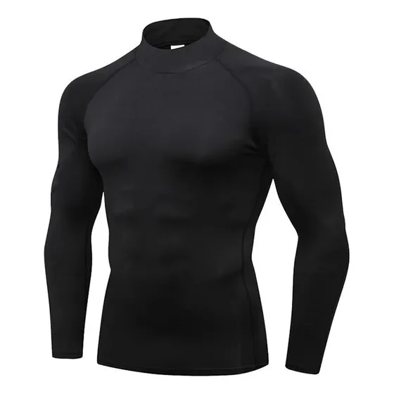 Camisa De Compresión De Cuello Alto Para Hombre, Manga Larga