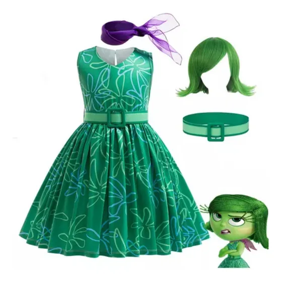 Para Disfraz Niña Intensamente Desagrado Peluca Verde