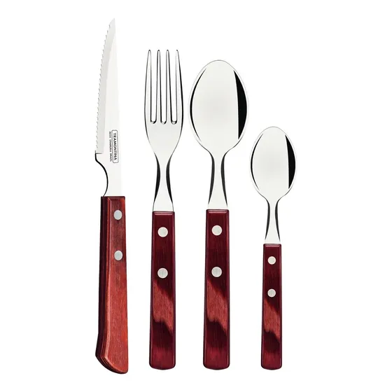 Set X 48 Cubiertos Madera Laqueada Polywood Tramontina Ct