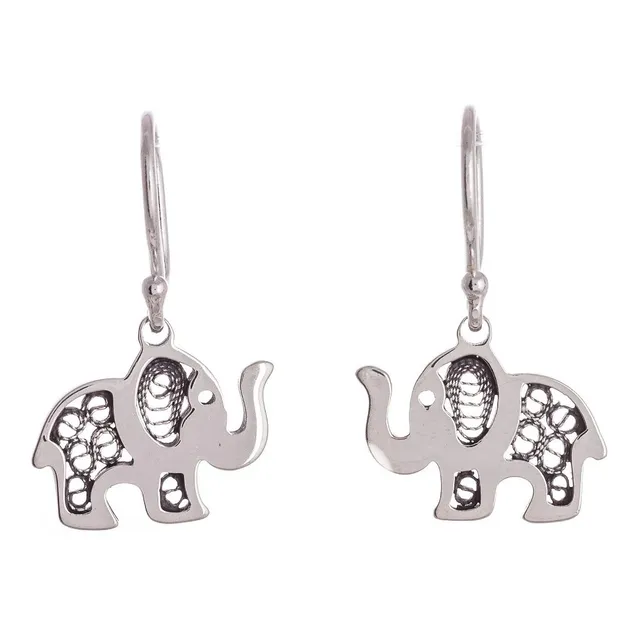 Aretes De Plata 950 En Modelo Mini Elefante