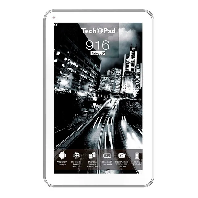 Tablet Tech Pad 916 9 PuLG 1gb Ram Android 7.1 Doble Cámara Color Blanco