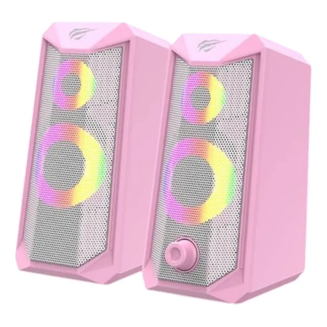 Parlantes Havit Retroiluminado Usb Rosa Serviciopapelero