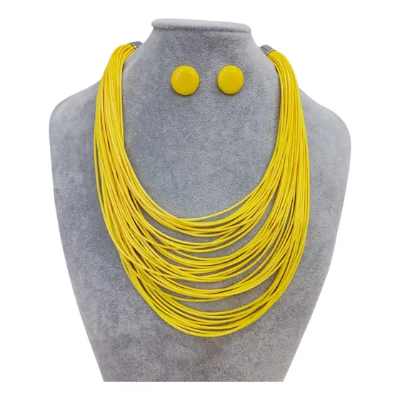 Maxi Colar Feminino Kit Com Brinco Com Fios Encerado Elegant