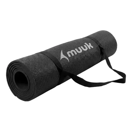 Tapete De Yoga Mat Foamy Ligero 4mm Muuk Balance, Fitness, Ejercicio, Pilates Y Relajación, Portátil Color Negro