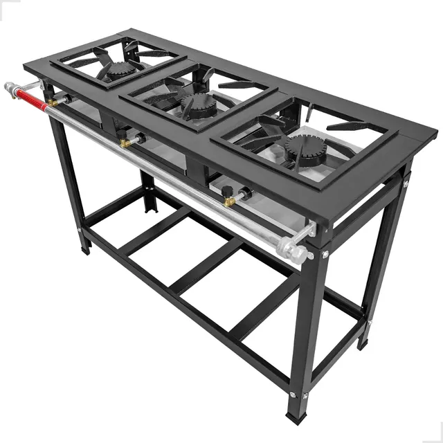 Fogao Industrial 3 Boca Qs Alta Pressão Profissional+ Brinde