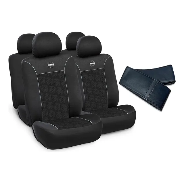 Kit Cubre Asientos Tela 10 Piezas + Cubrevolante