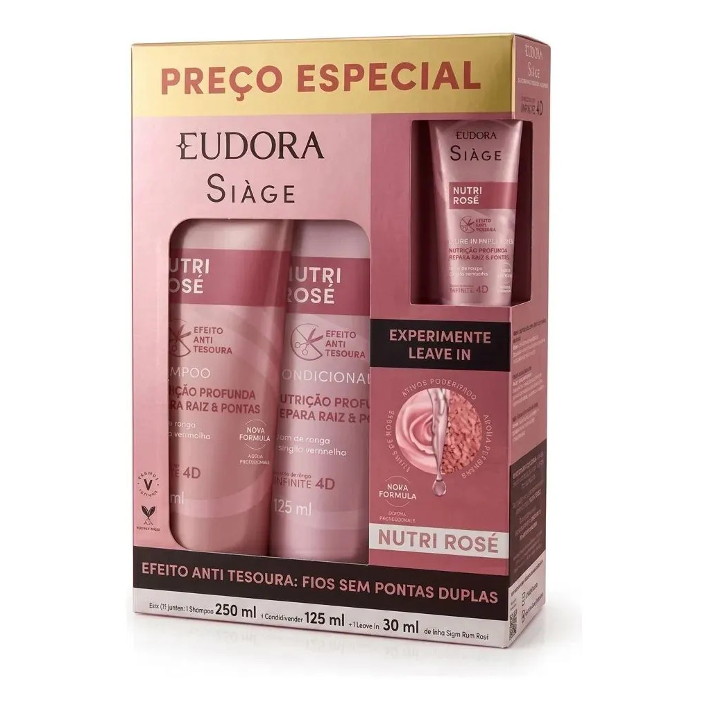Kit Nutri Rose Shampoo 250ml + Cond 125ml + Leave-in 30ml Kit Nutri Rose Shampoo 250ml + Cond 125ml + Leave-in 30ml