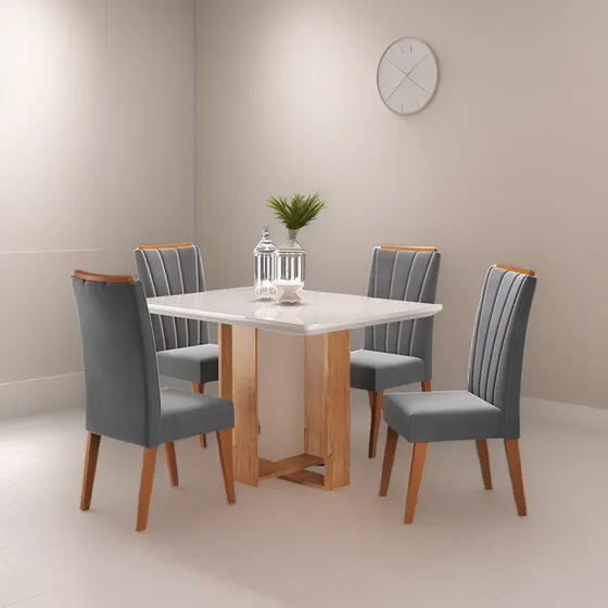 Juego Comedor Mesa 4 Sillas Carvalho/blanco Parma