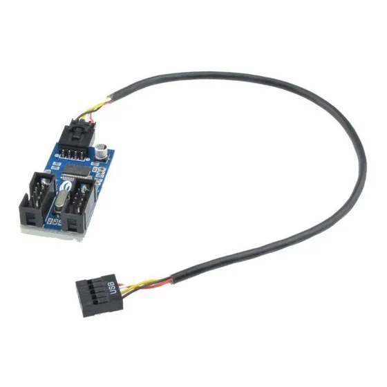  9pin Usb Header Male 1 To 2 Female Extension Splitter Cable