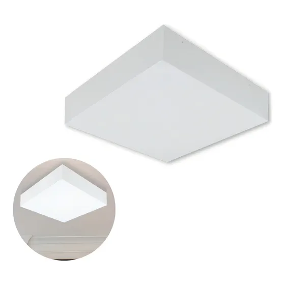 Plafon Acrílico Sobrepor 50x50 Cm Luminária Quadrada 4x E27 Cor Branco