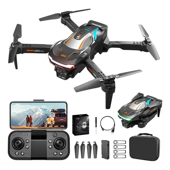 Dron Con Doble Camara Profesional Fpv Fotos Y Video A88 Pro Negro