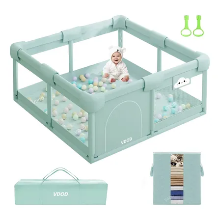 Vdod Corralito Para Bebé Corral 1.2m X 1.2m De Juegos Para Bebés Niños Con Esponja Anticolisión Engrosada Material Seguro Libre De Bpa Corral Antideslizante Colecho Con Accesorios Color Verde