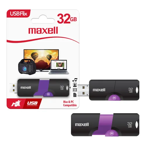 Pendrive Usb 32gb Maxell Flix Compatible Mac Windows Multius Morado Compacto