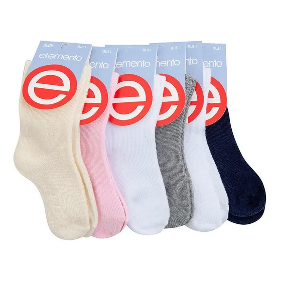 Pack X6 Medias Elemento Bebé Lisas Nena, Varón O Mixta