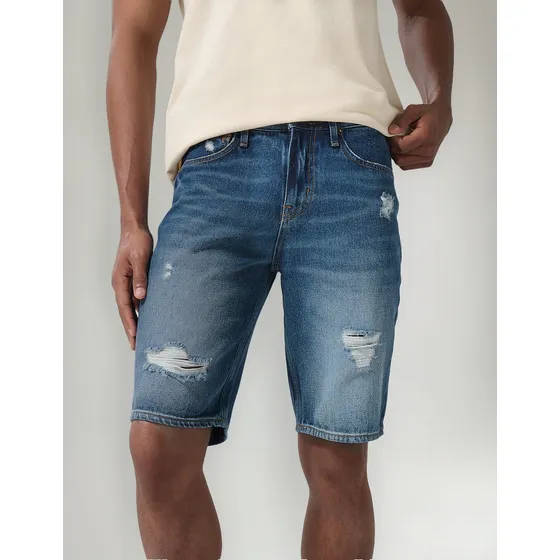 Bermuda En Jean Azul Oscura Slim Con Rotos 849 1/25 Koaj