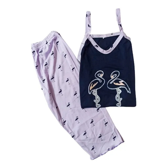Pijama Algodón Mujer Pantalón Capri Y Camisa De Tiras