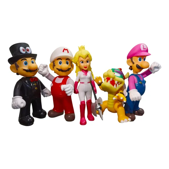 Mario Juguetes Colección 5 Muñecos Luigi Bowser Peach Toad