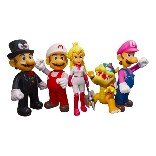 Mario Juguetes Colección 5 Muñecos Luigi Bowser Peach Toad