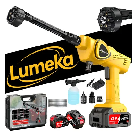 Lavadora De Alta Pressão Lumeka Xcq-011 550w Portátil A Bateria Amarelo 127/220v