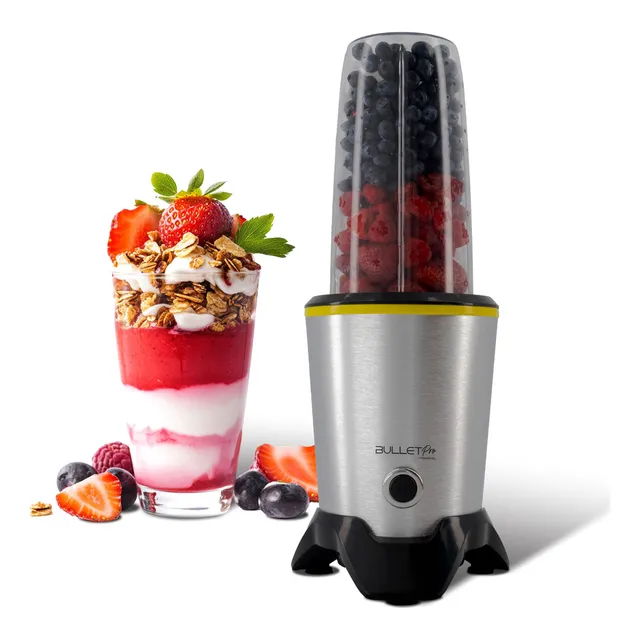 Licuadora Procesador De Alimentos Profesional 8 Pz Bulletpro Color Plateado