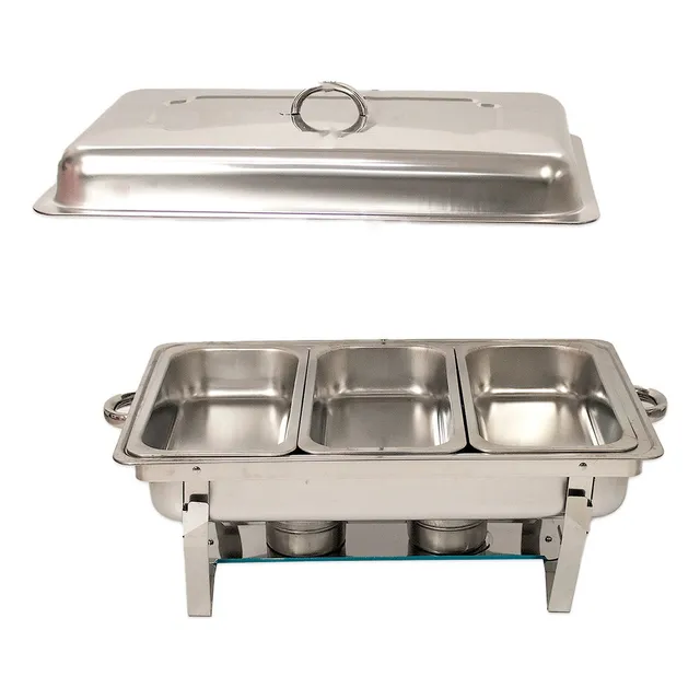 Bufetera Chafer 3 Espacios De Acero Inoxidable Para Chef